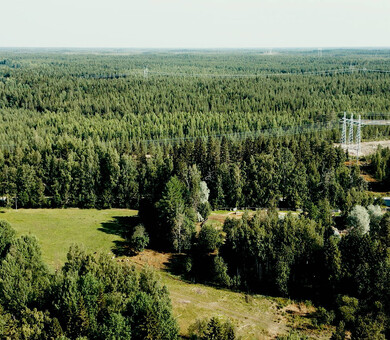 landscape with electricity pylons