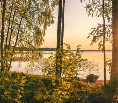 Sunset by lake in Loviisa