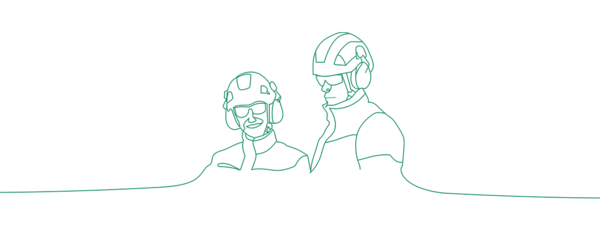 Fortum coworkers line illustration.